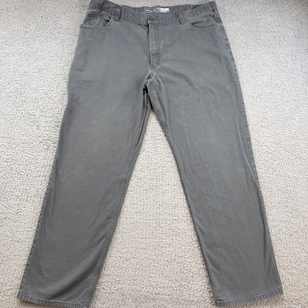 Carhartt Mens Gray Rugged Flex Relaxed Fit Canvas Work Pants 42x34 BN2517-M